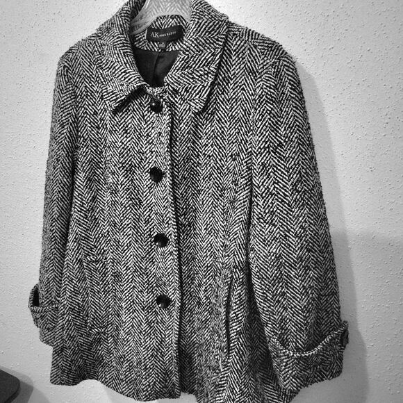 Anne Klein Womens Herringbone Peacoat SIZE XL - Picture 1 of 7